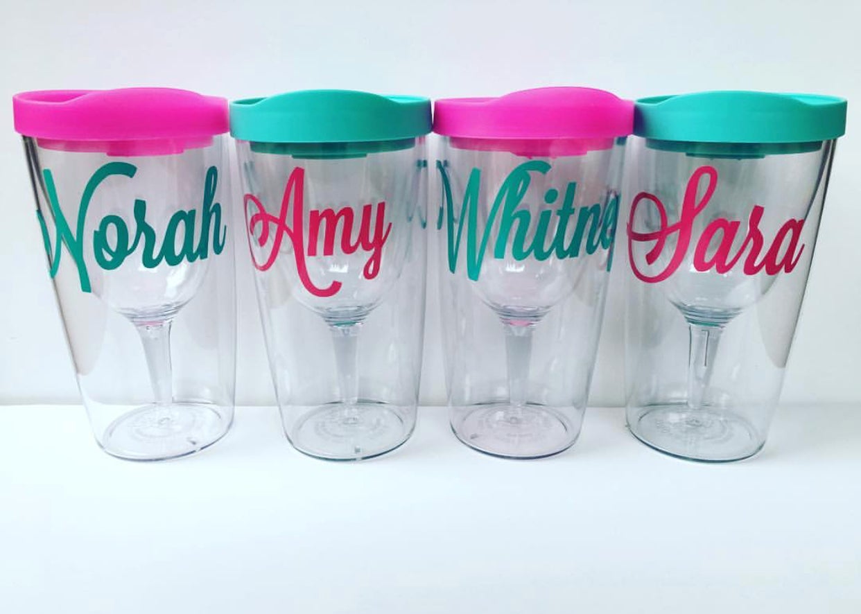 Monogram Wine Tumbler - 4 Colors